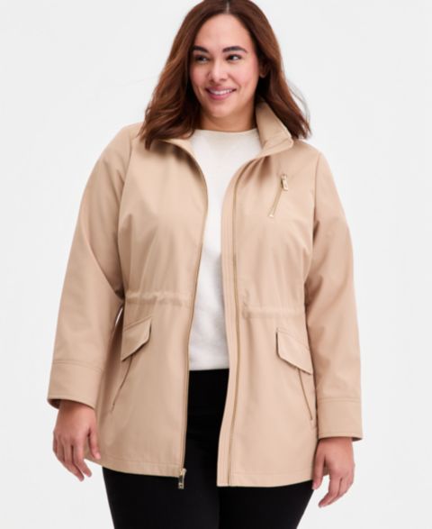 Женская куртка MICHAEL Michael Kors Plus Size Zip-Front Hooded Anorak, цвет: Хаки