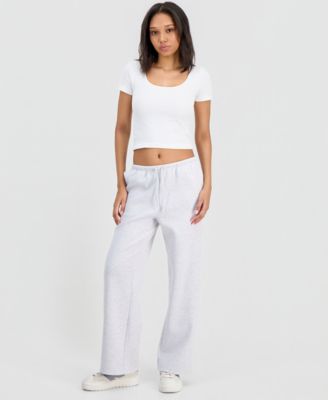 Juniors' High-Rise Straight-Leg Fleece Pants 