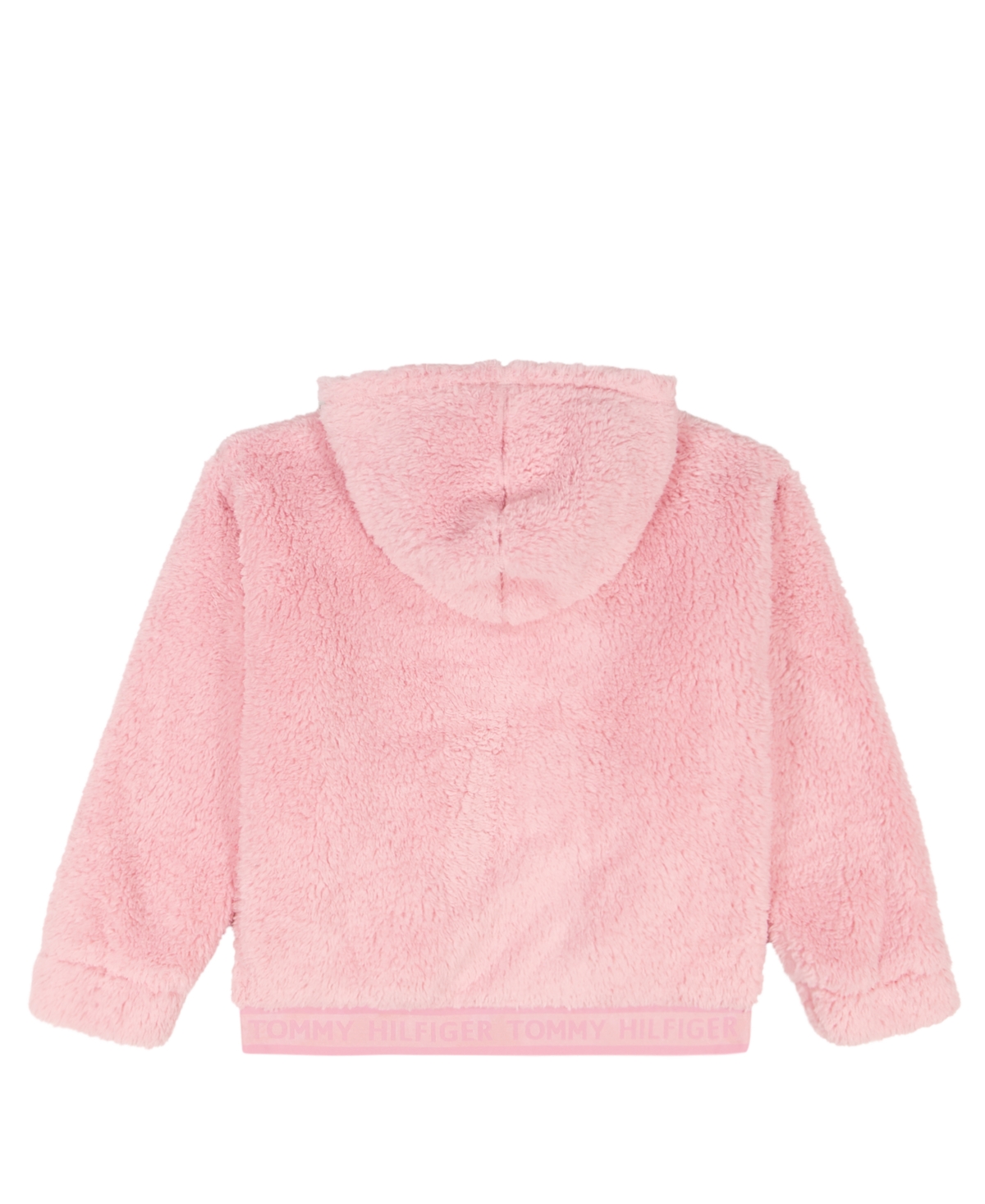 Tommy Hilfiger Girls 2t-6x Minky Logo-stripe Zip Up Hoodie In Pink