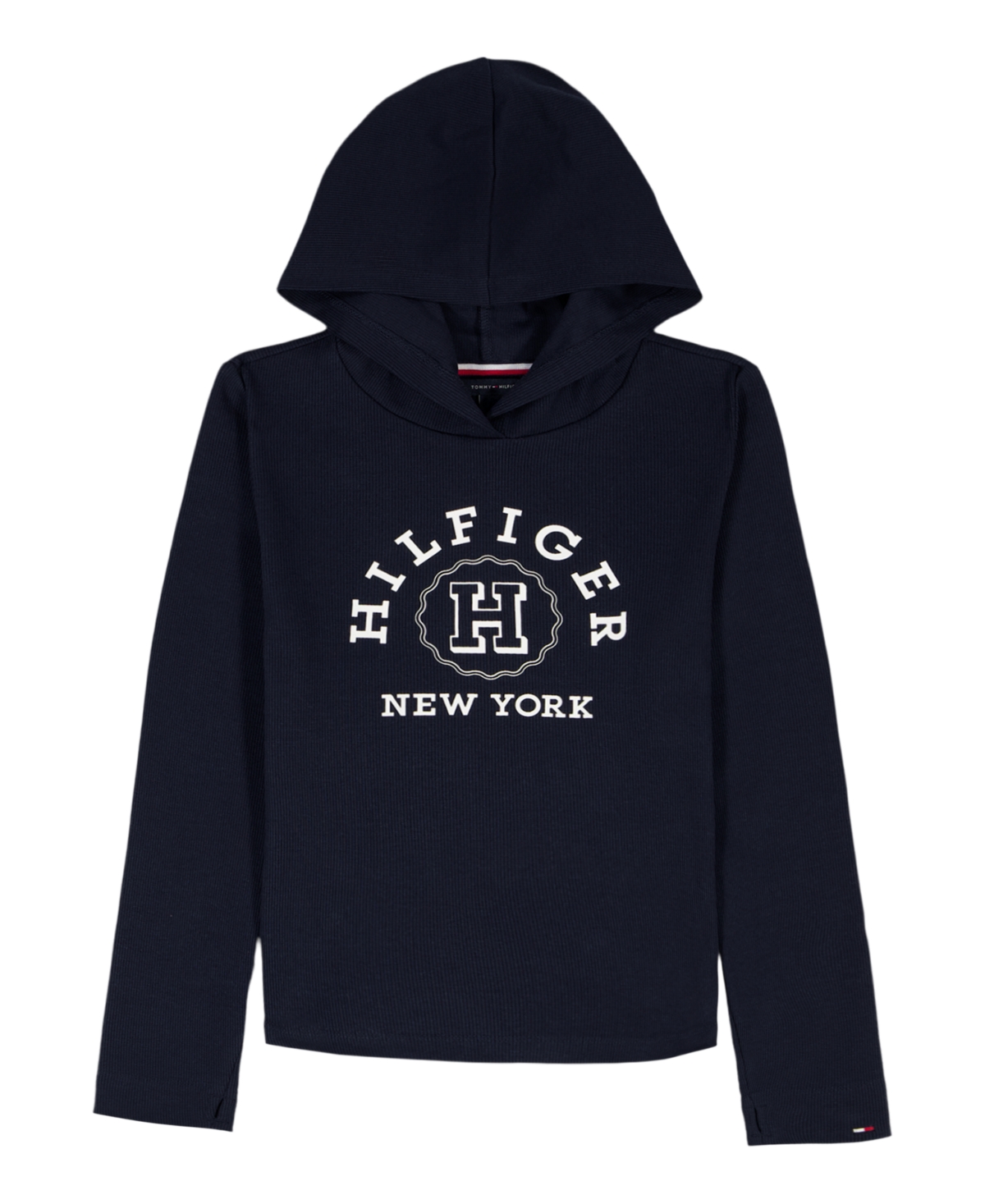 Tommy Hilfiger Girls 7-16 Long-sleeve Rib Popover Hoodie In Black