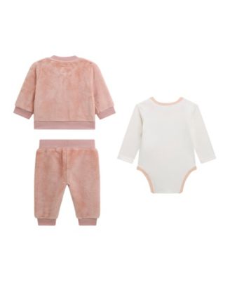 Baby Girls' Long-Sleeve Jacket, Bodysuit and Sweatpants, 3-Piece Set