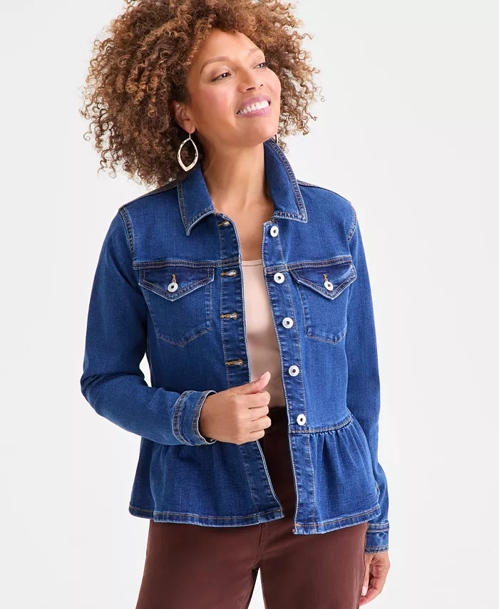 Women's Peplum Denim Jacket - thumbnail 5