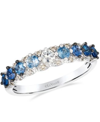 White Sapphire (0.11 ct. t.w.), Sapphire Ombre (0.67 ct. t.w.), and Nude Diamond (0.09 ct. t.w.) Ring in 14k Vanilla Gold