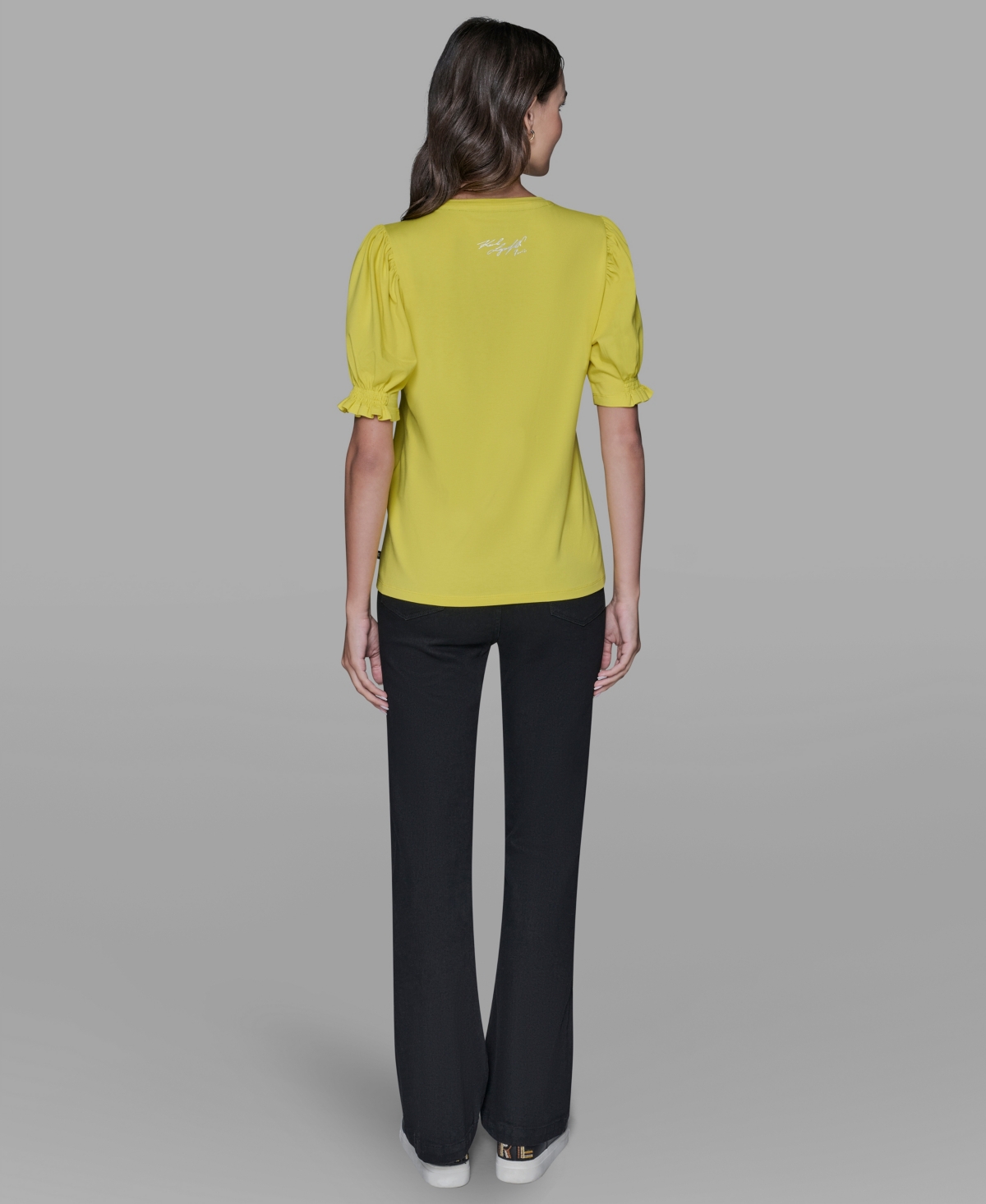Karl Lagerfeld Women's Puff Sleeves T-shirt In Yellow
