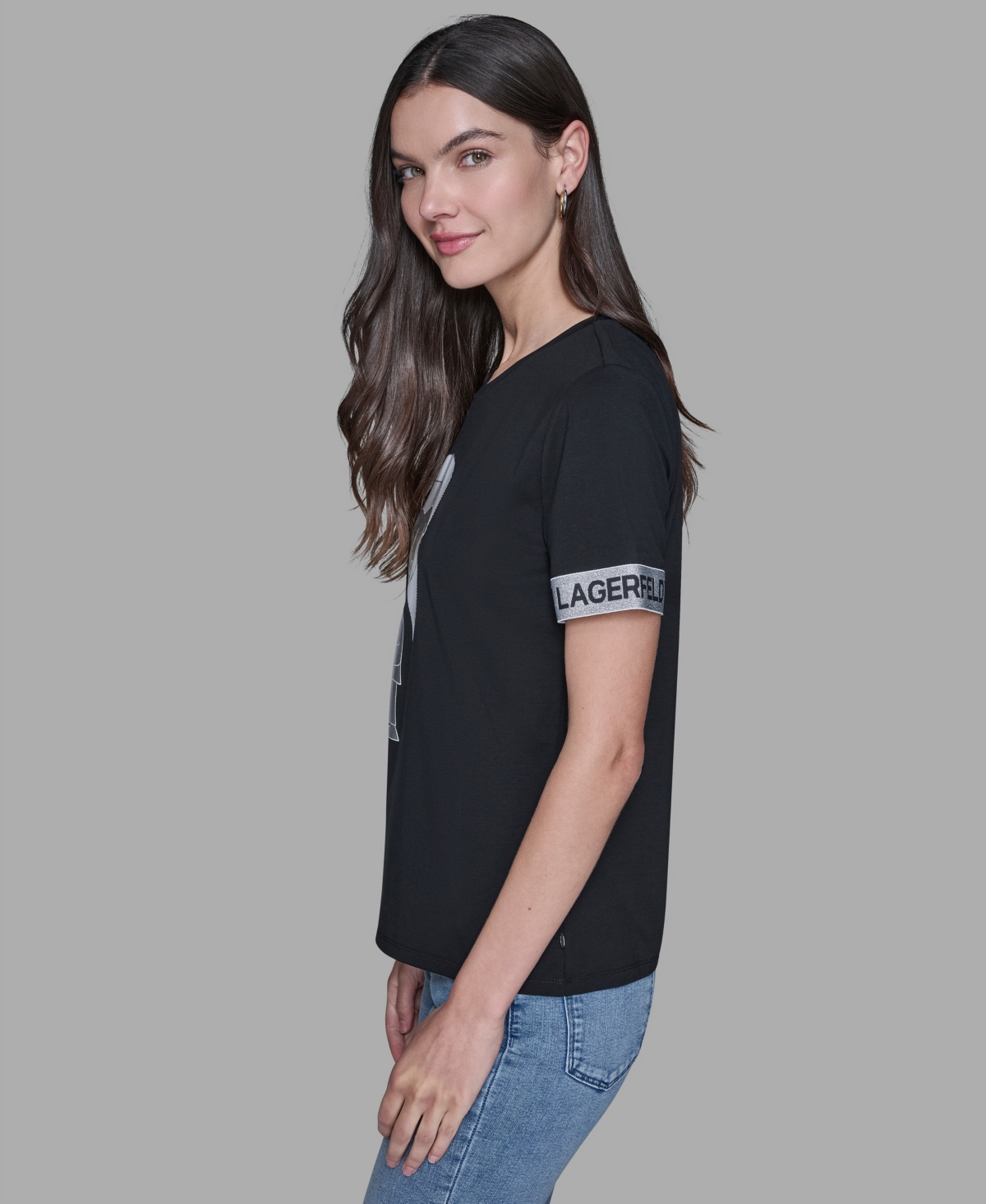 Karl Lagerfeld Women's Logo Detail Short-sleeve T-shirt In Black