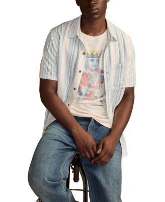 Men's Short-Sleeve Striped Linen Knit Shirt