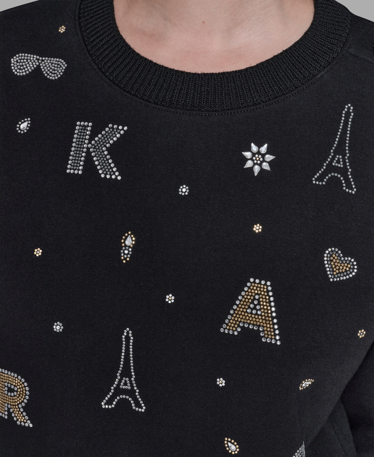 Karl Lagerfeld Women's Printed Long-sleeve Sweatshirt In Black