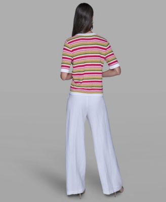 Women's Stripe Knitted Crewneck Top