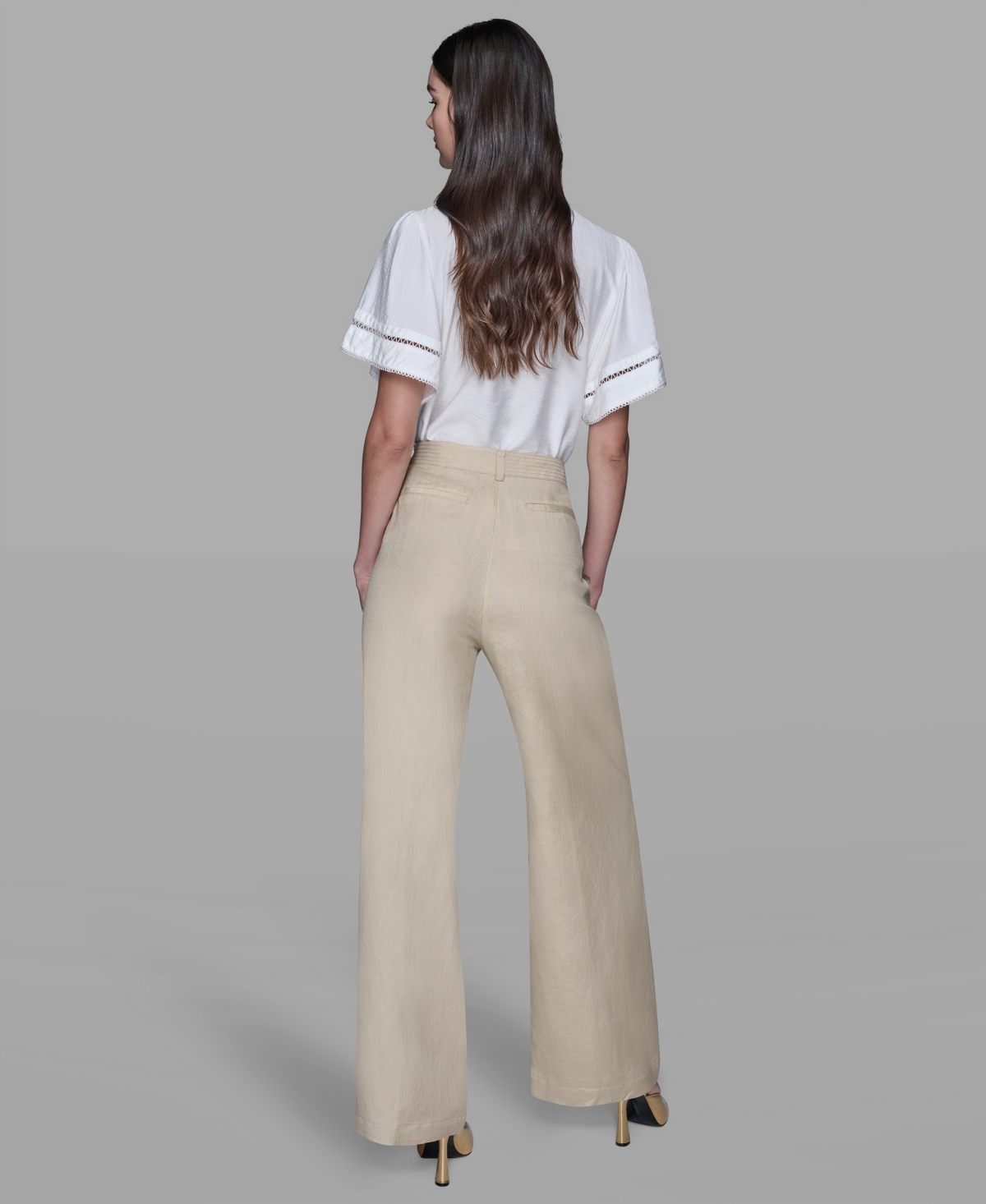 Karl Lagerfeld Women's Straight Pocket Detail Pants In Neutral