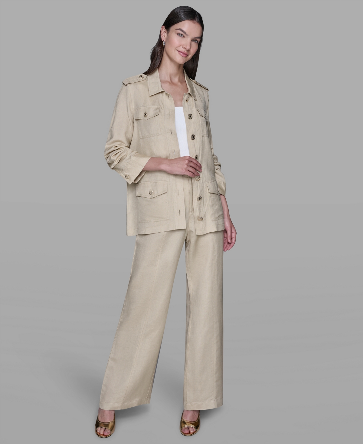 Karl Lagerfeld Women's Belted Jacket In Neutral