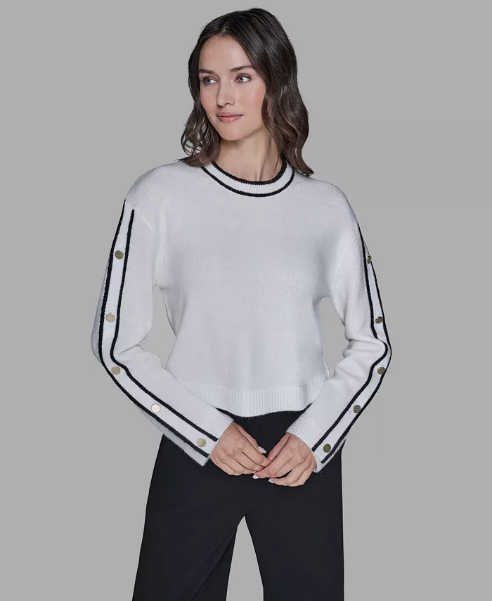 Women's Contrast Trim Pull-On Sweater - thumbnail 7