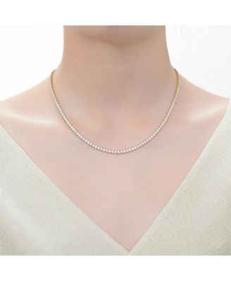 17" 14K Gold & White Gold Plated Tennis Necklace with CZ Stones
