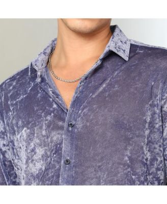 Men's Cornflower Blue Solid Velvet Shirt