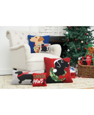 Golden Lab Dog w/ Christmas Lights Hooked Accent Throw Pillow 18" x 18"