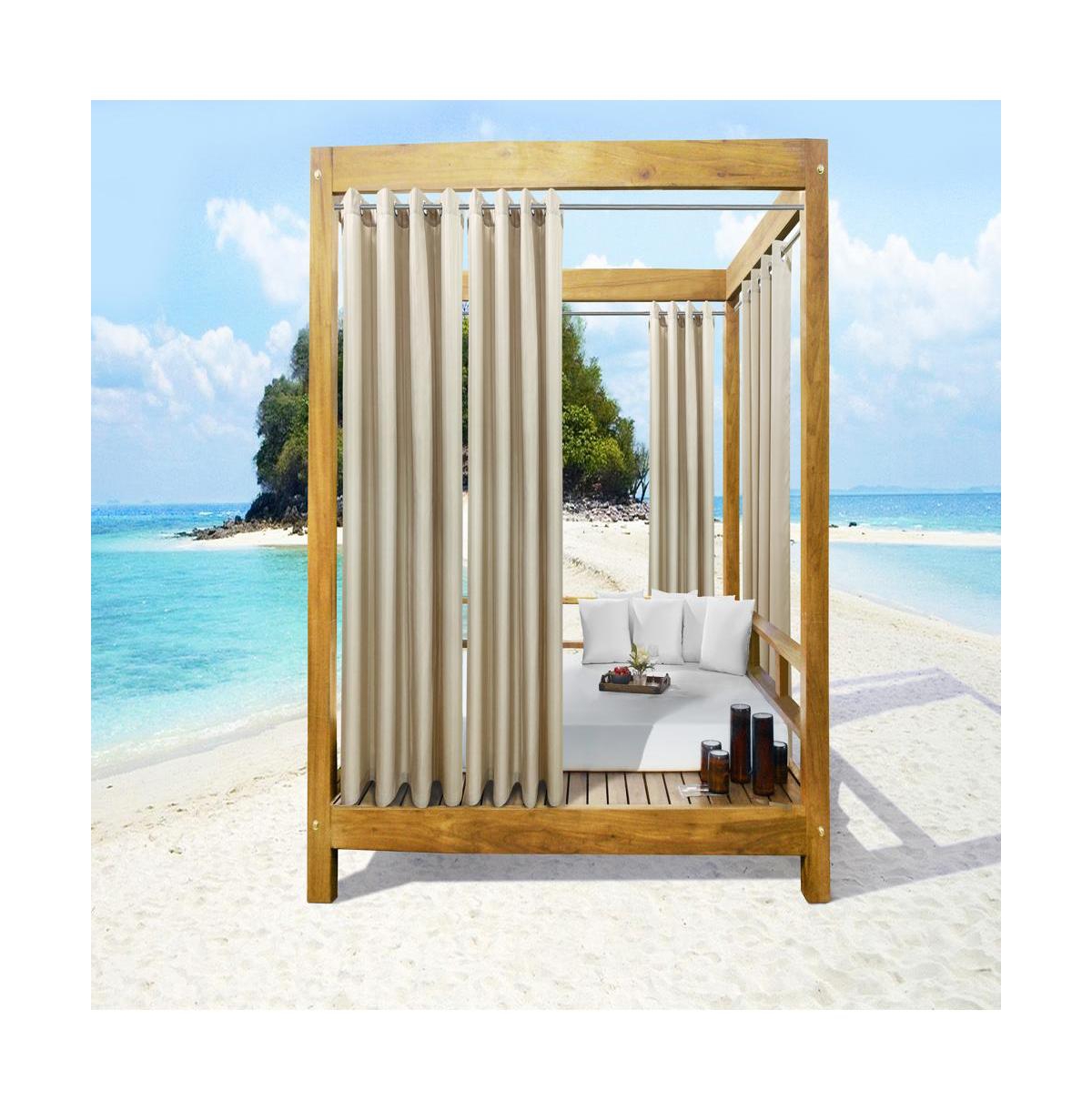 Commonwealth Home Fashions Seascapes Light Filtering Provide Privacy and Shade Grommet Outdoor Panel Pair Each 50" x Linen