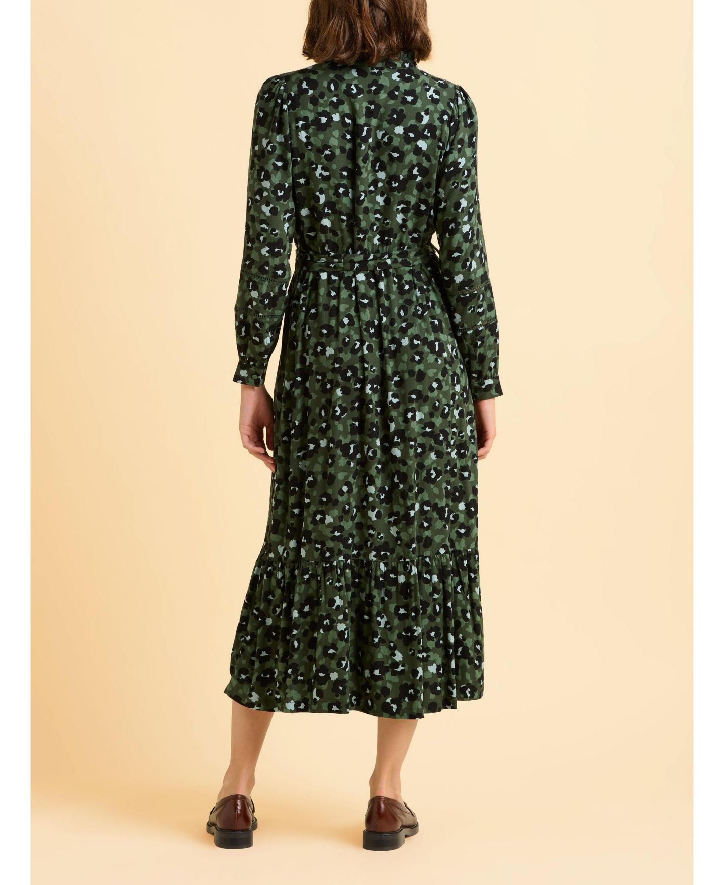 Женское платье Brakeburn Luna Long Sleeve Button Midi, цвет: Зелёный — фото 7