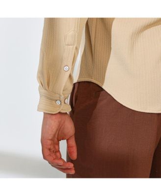 Men's Butter Yellow Stripe-Creased Shirt