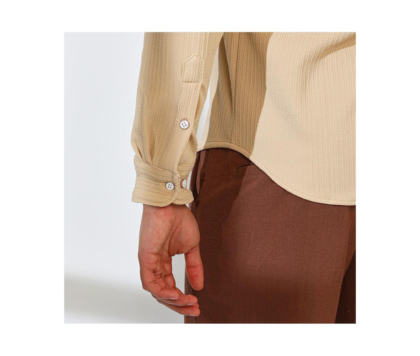 Мужская рубашка Cahoot Campus Sutra Butter Yellow Stripe-Creased, цвет: Жёлтый — фото 7