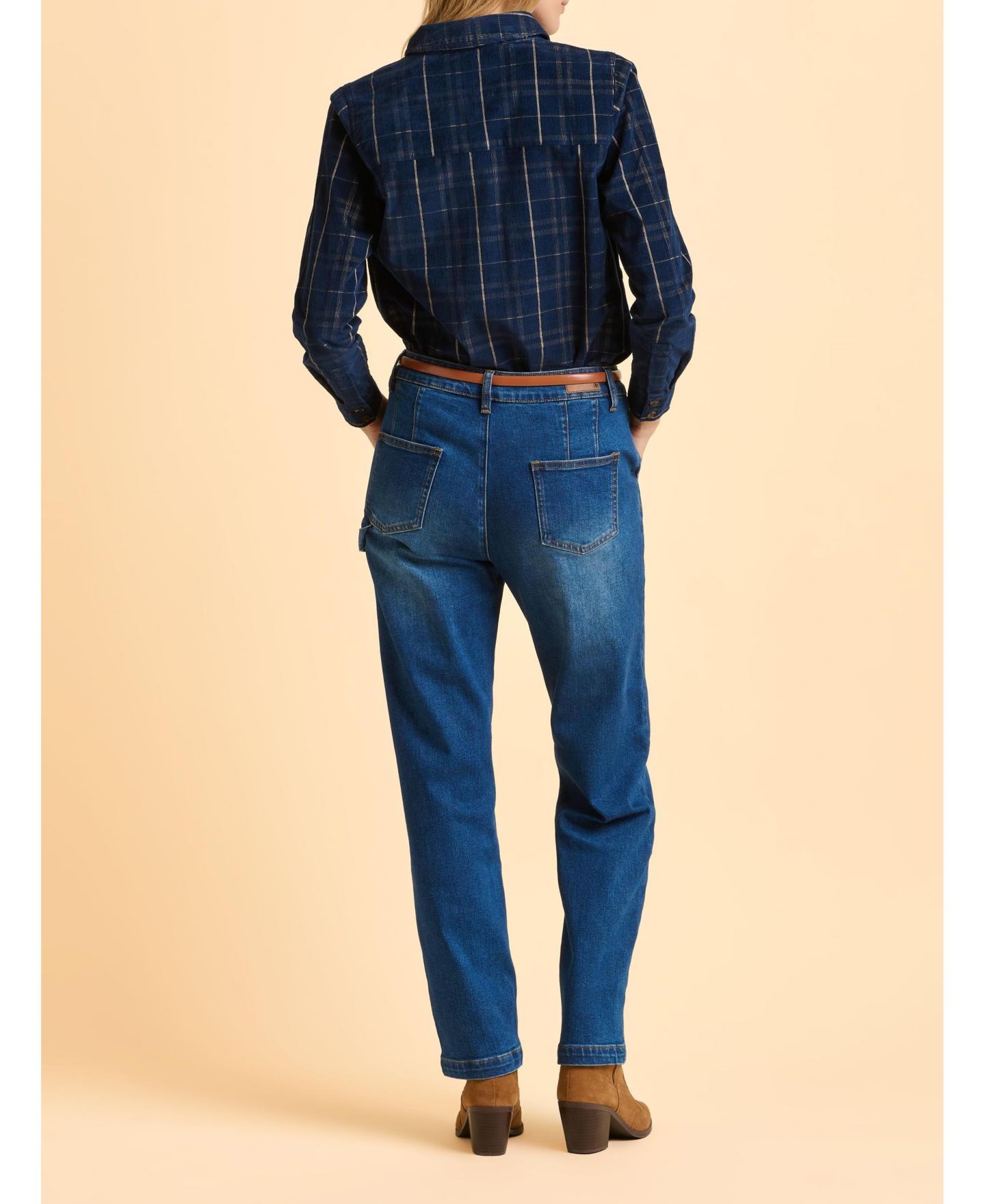 Женская рубашка Brakeburn Frances Long Sleeve Checked, цвет: Синий — фото 8