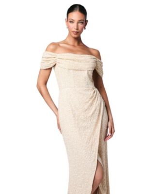 Women's Sequin Bardot Maxi Bridesmaid Dress