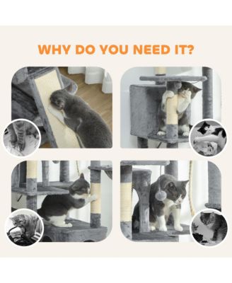 69" Cat Tower with 2 Condos, Large Cat Tree for Multiple Cats