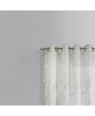 Valentina Sheer Window Treatment Tone on Tone Motif Grommet Curtain Panel for Bedroom Livingroom 52" x 108" White