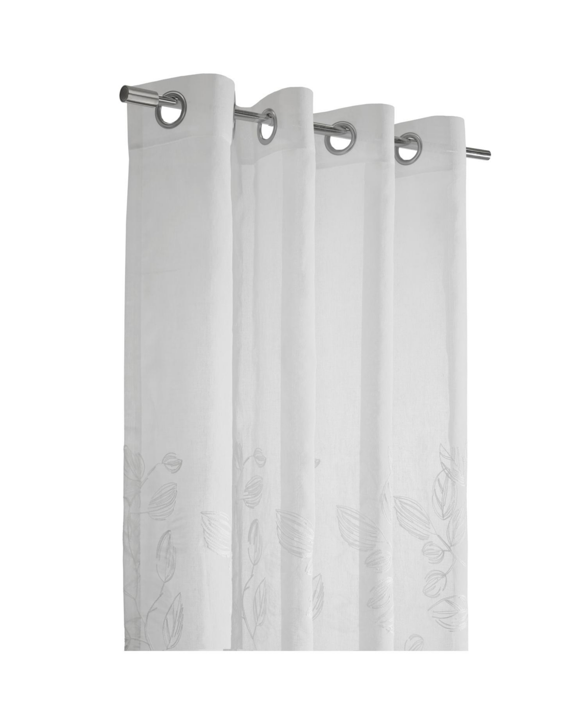 Habitat 100% Polyester Selina Sheer Grommet Leaf Embroidered Curtain Panel 52" x 108" White