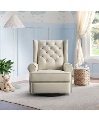 Amelia Traditional Fabric USB Glider and Recliner in Natural