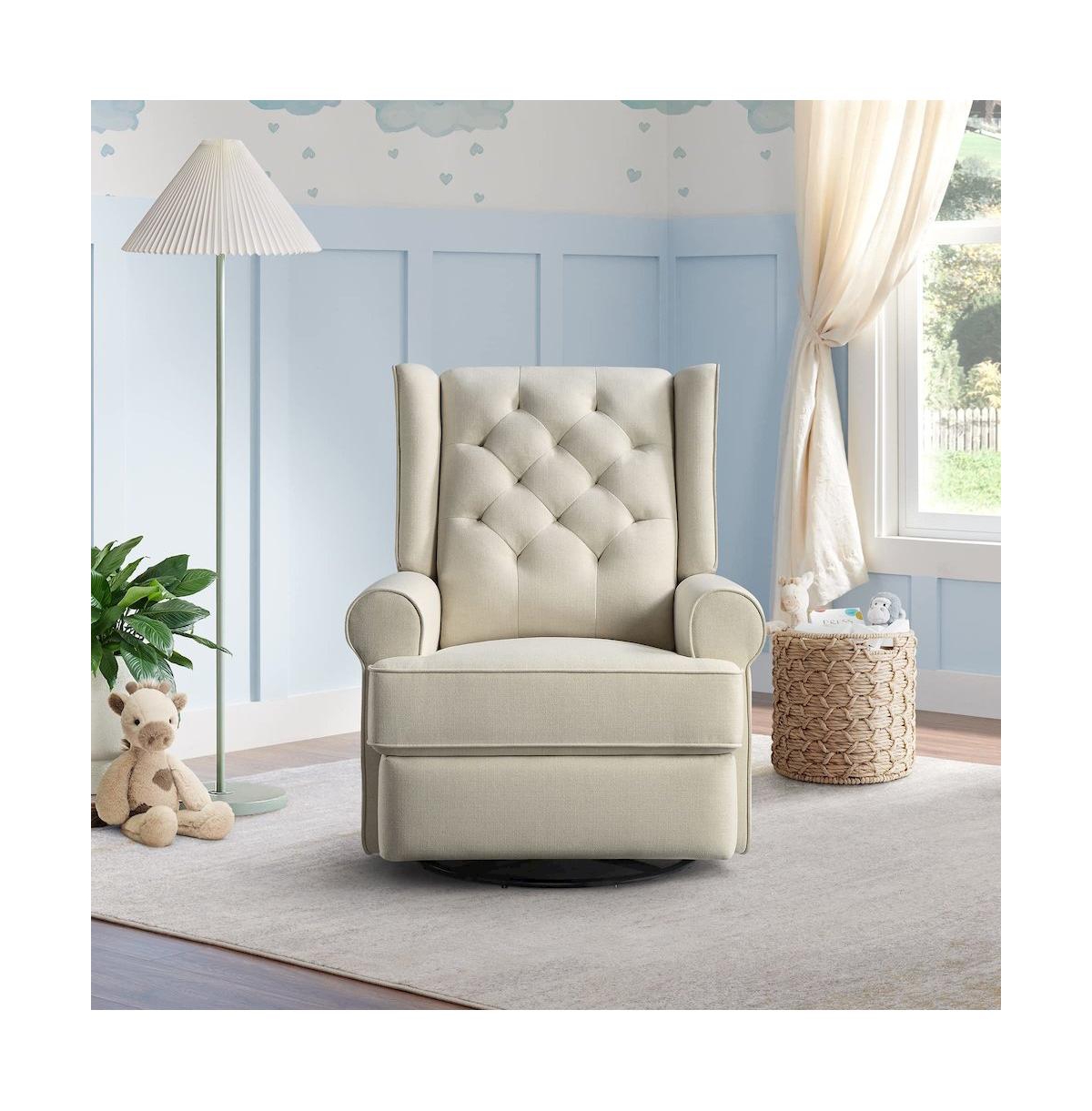 Westwood Design Amelia Traditional Fabric Usb Glider and Recliner in Natural
