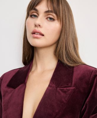 Women's Long Sleeve Velvet Sculpted Blazer, Regular and Plus Size