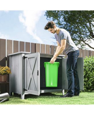 Wood Outdoor Storage Cabinet Potting Shed with Shelf,