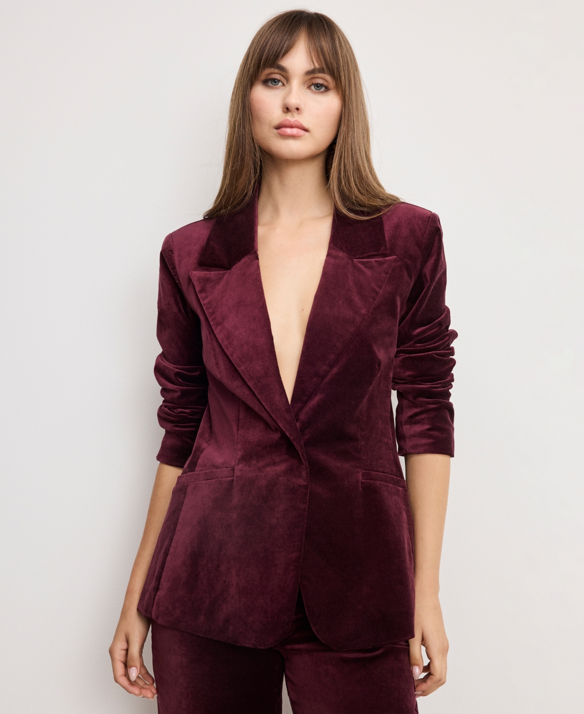 Good American Women's Long Sleeve Velvet Sculpted Blazer, Regular And Plus Size In Animal Print