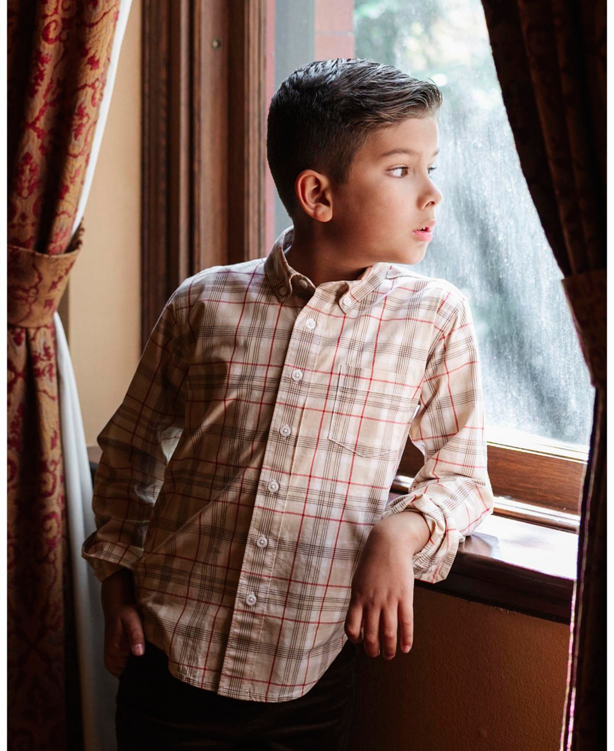 Hope & Henry Little and Big Boys' Organic Long Sleeve Stretch Poplin Shirt