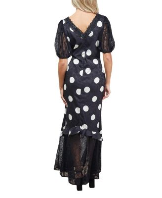 Women's Frill Detail Puff Sleeve Midi Dress