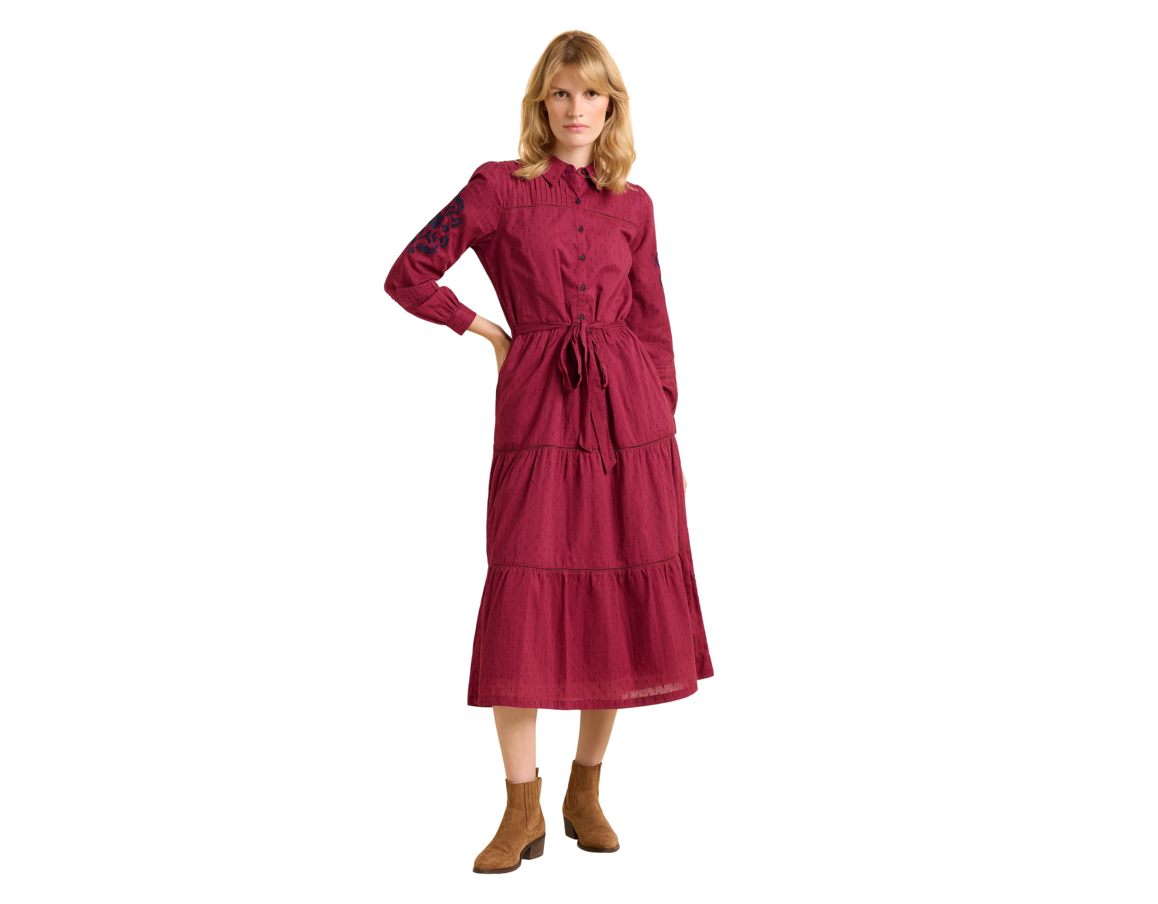 Brakeburn Women's Embers Long Sleeve Tie Waist Midi Dress
