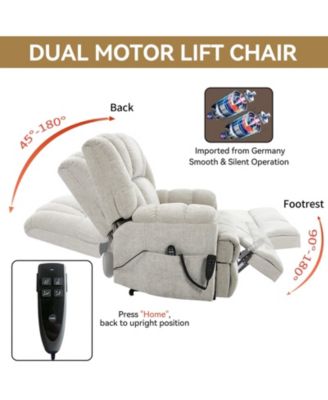 Dual Motor Heat Massage Infinite Position Up to 350 LBS Electric Power Lift Recliners with Power-Remote, Medium-firm and Heavy Duty, Red