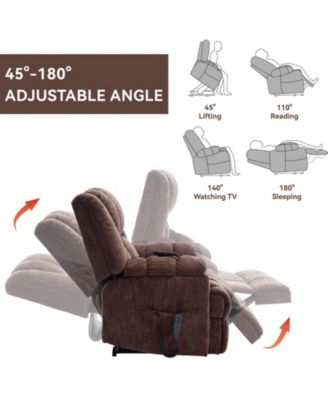 Dual Motor Heat Massage Infinite Position Up to 350 LBS Electric Power Lift Recliners with Power-Remote, Medium-firm and Heavy Duty, Red