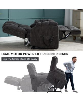 Dual Motor Heat Massage Infinite Position Up to 350 LBS Electric Power Lift Recliners with Power-Remote, Medium-firm and Heavy Duty, Red