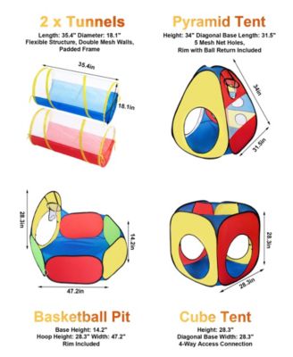3-in-1 Kids Play Tent, Tunnel & Ball Pit Set – Pop Up Target Game Toy
