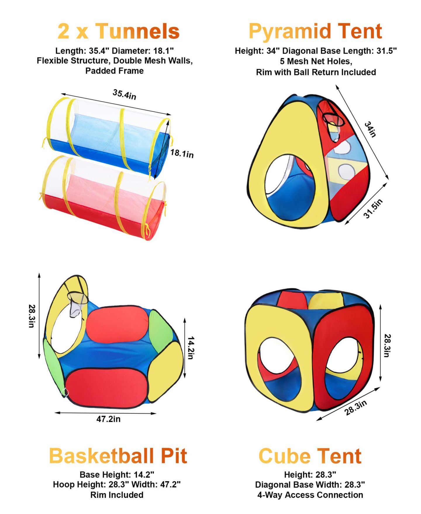 Детские игрушки SUGIFT 3-in-1 Pop-up Basketball Hoop Play Set, 5-Piece, Ages 3+, цвет: Красный — фото 4