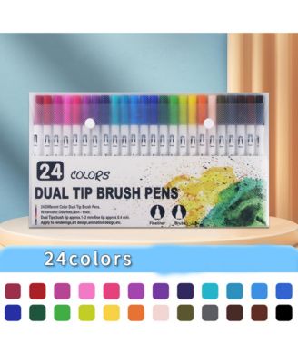24 Colors Art Markers, Colorful Watercolor Fineliners for Painting Stationery Coloring, Comics Art Supplies