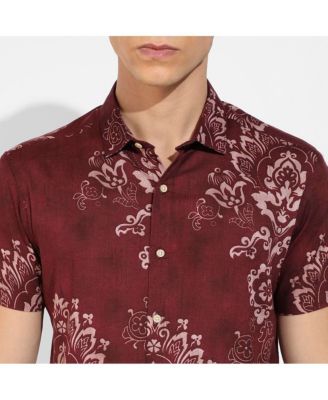 Men's Brown Ethnic Motif Shirt