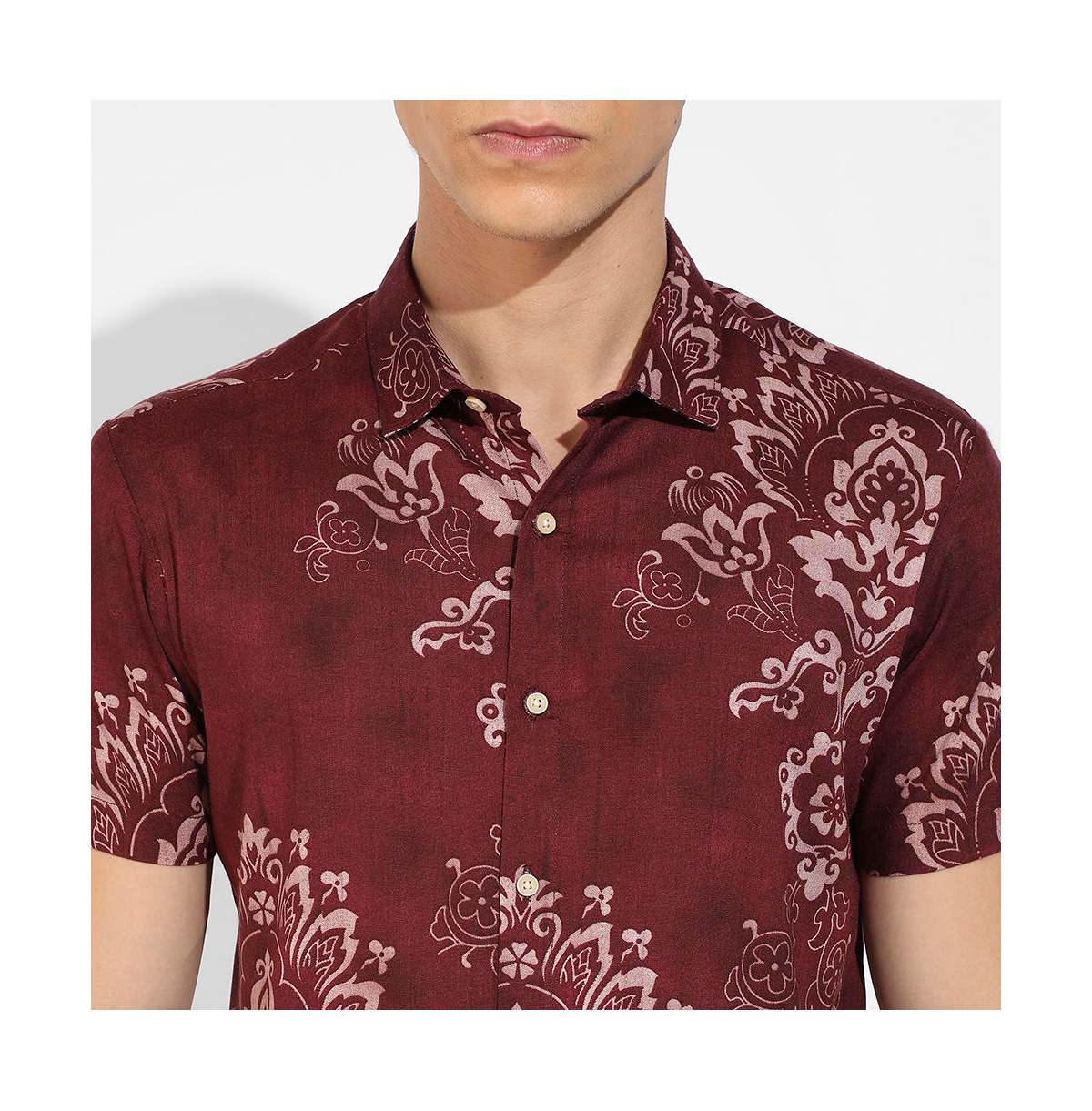 Campus Sutra Men's Brown Ethnic Motif Shirt