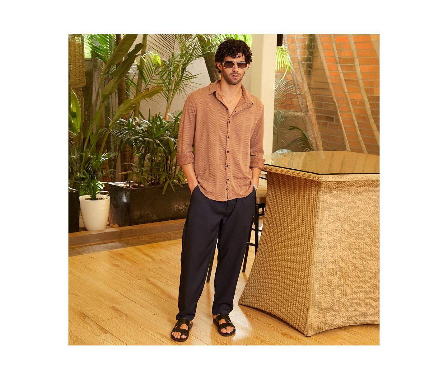 Мужская рубашка Cahoot Campus Sutra Tan Brown Scale-Tactile, цвет: Коричневый — фото 6