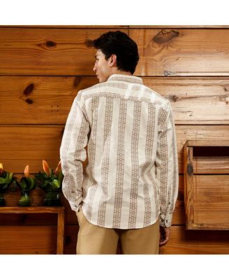 Men's Ash Brown & Off-White Indie-Stripe Jacquard Shirt