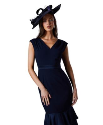 Women's Satin Back Crepe Peplum Dress