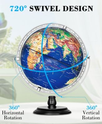 13-Inch Raised Relief Light-Up Globe with AR App – Interactive LED Educational World Globe for Kids