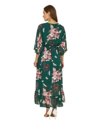 Women's Floral Kimono Dipped Hem Dress