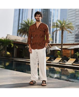 Men's Russet Brown Mandarin Utility Shirt