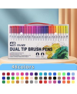 48 Colors Painting Watercolor Markers Pens Set, Double head Colored Drawing Kit Artist Pens for Adults Children Coloring Books